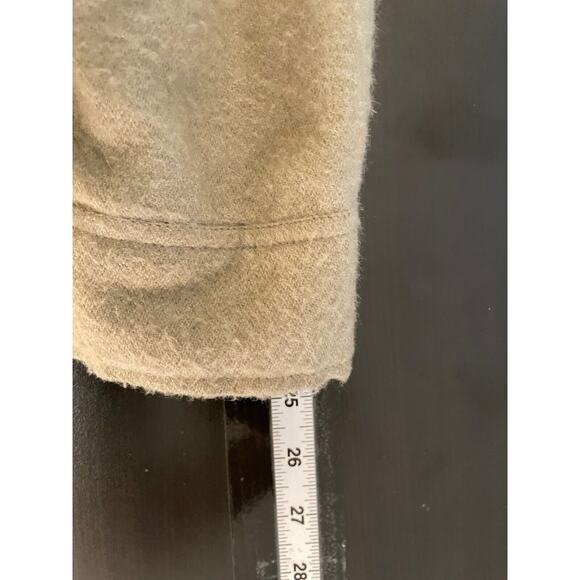 Vintage Men Shirt Jacket Large Brown Wool Blend Quilted Suede Collar Chore FLAW - Picture 8 of 11